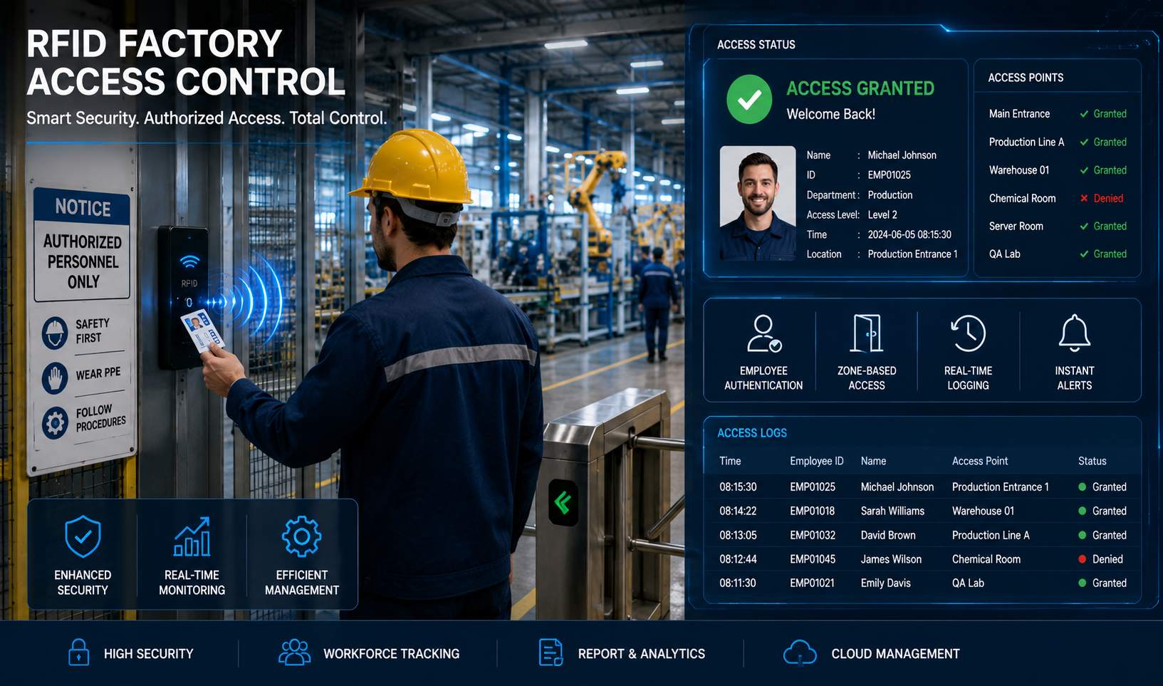 Controle de acesso à fábrica por RFID